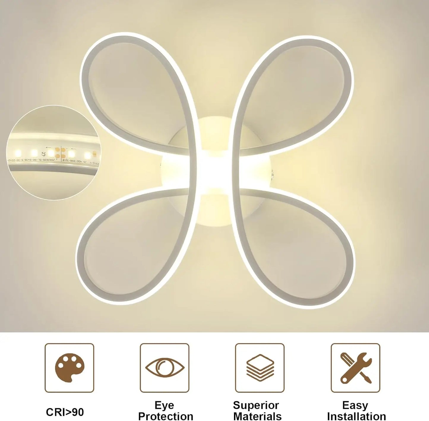 Modern Flowing Loop LED Ceiling Light, 30W