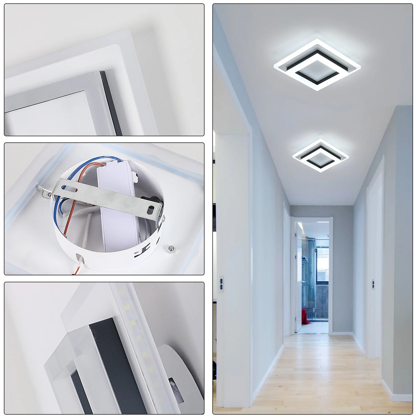 Modern LED Square Ceiling Light, 24W