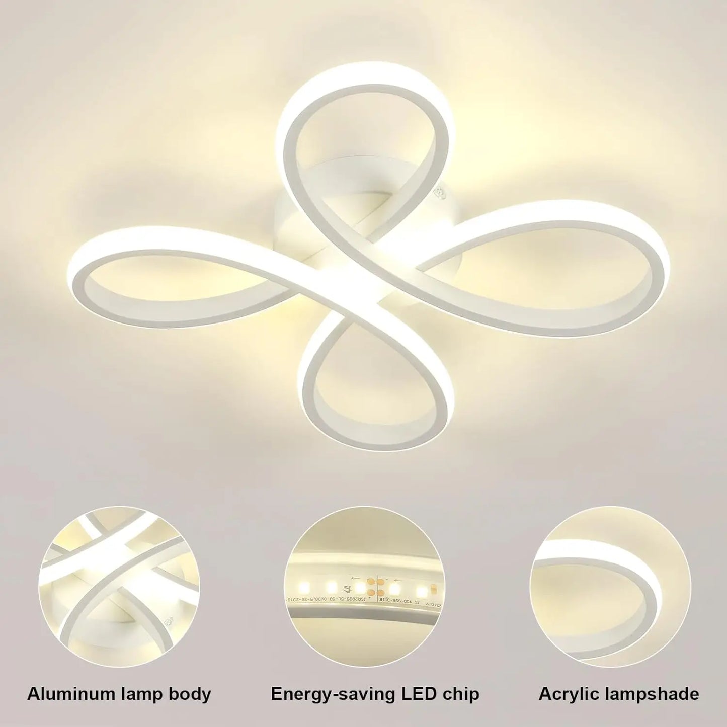 Modern Flowing Loop LED Ceiling Light, 30W