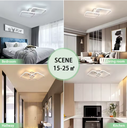 LED Dual Square Ceiling Light Dimmable, Remote Control, 50W,
